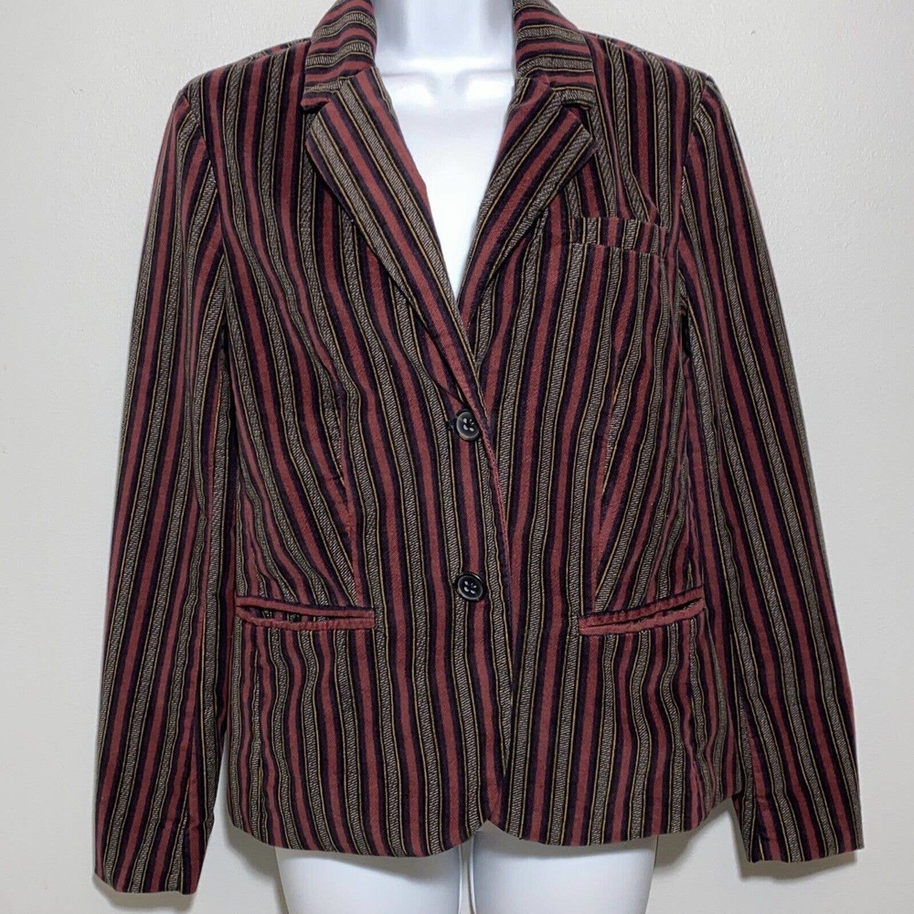 Free People Luxe Velvet Double Lined Striped Blazer Size XS
